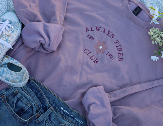 Always Tired 1998 Embroidered Crewneck Sweater