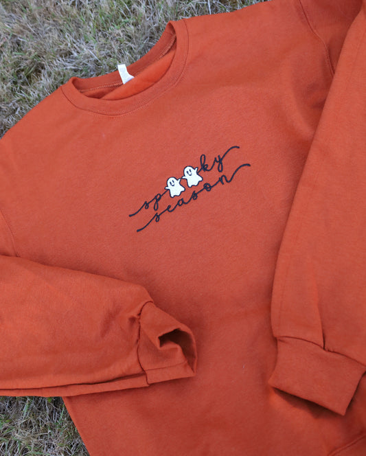 Spooky Season Ghosts Embroidered Crewneck Sweater