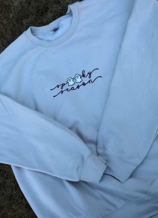 Spooky Season Ghosts Embroidered Crewneck Sweater