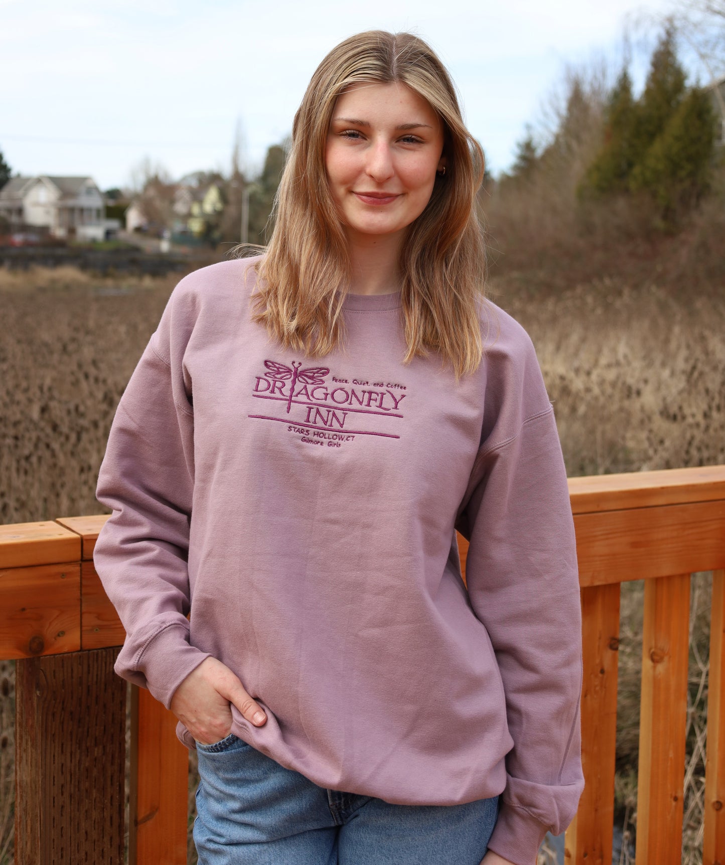 Dragonfly Inn Gilmore Girls Embroidered Crewneck Sweatshirt