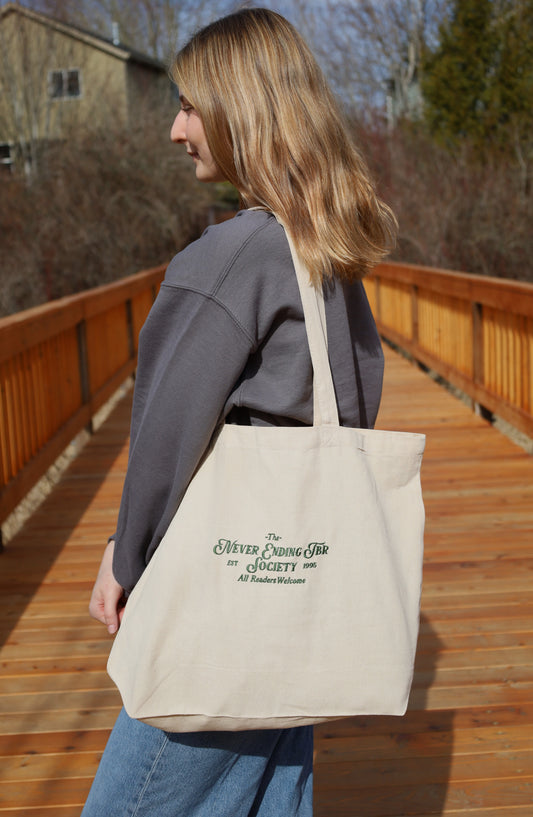 Never Ending TBR Society Embroidered Tote Bag