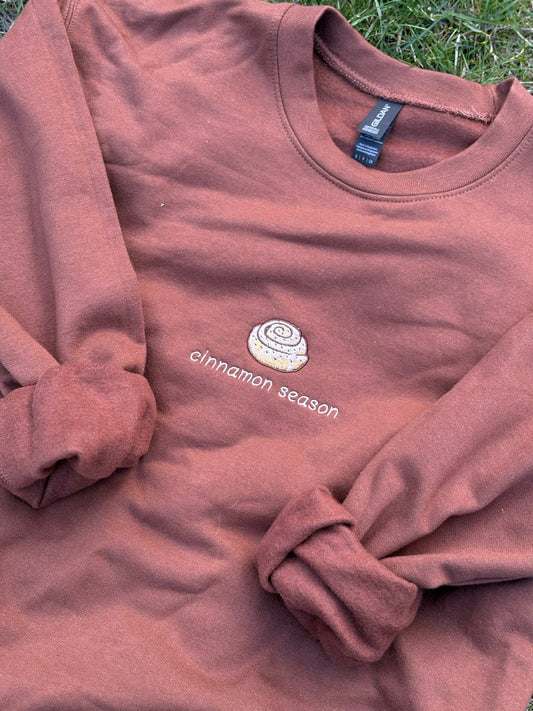 Cinnamon Season Embroidered Crewneck Sweater