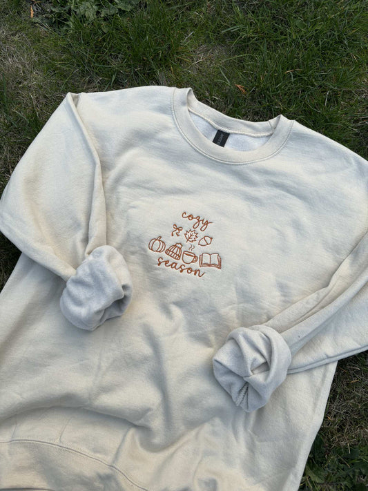Cozy Season Embroidered Crewneck Sweater