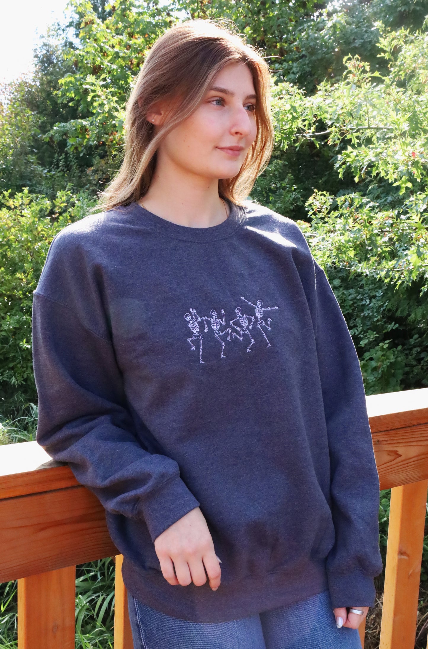 Skeleton Embroidered Crewneck Sweatshirt