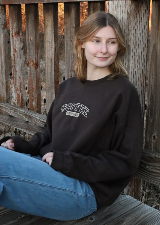 Coffee Weather Embroidered Crewneck Sweater