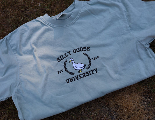 Silly Goose University Embroidered T-shirt