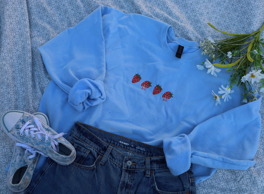 Strawberry Embroidered Crewneck Sweatshirt