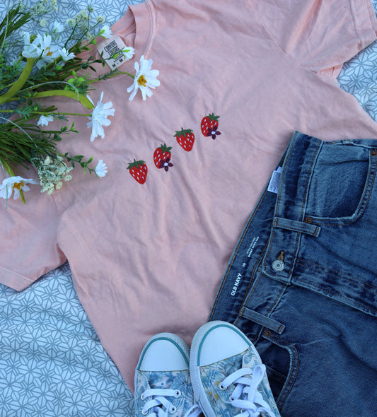 Strawberry Embroidered T-shirt