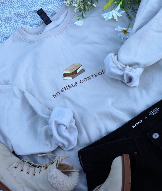 No Shelf Control Embroidered Crewneck Sweater