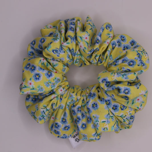 Blue and White Daisy Scrunchie