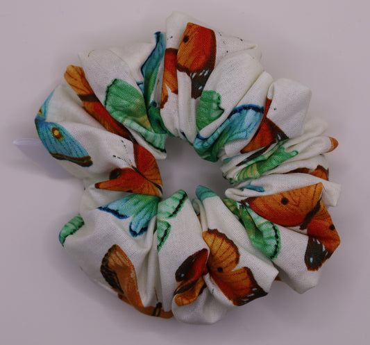 Butterflies on White Scrunchie