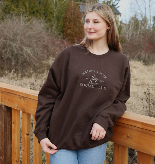 Matcha Latte Social Club Embroidered Crewneck Sweater