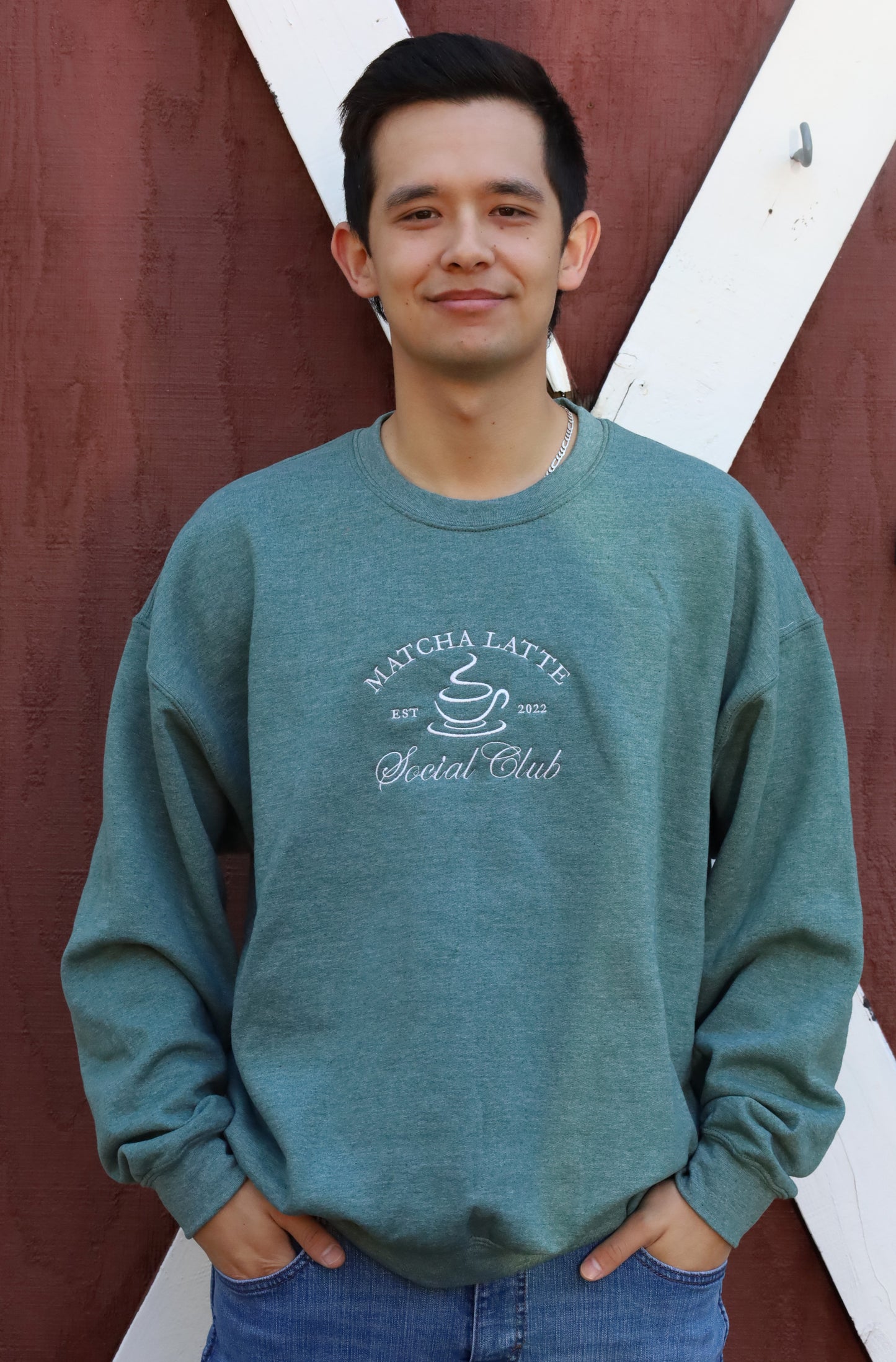 Matcha Latte Social Club Embroidered Crewneck Sweatshirt