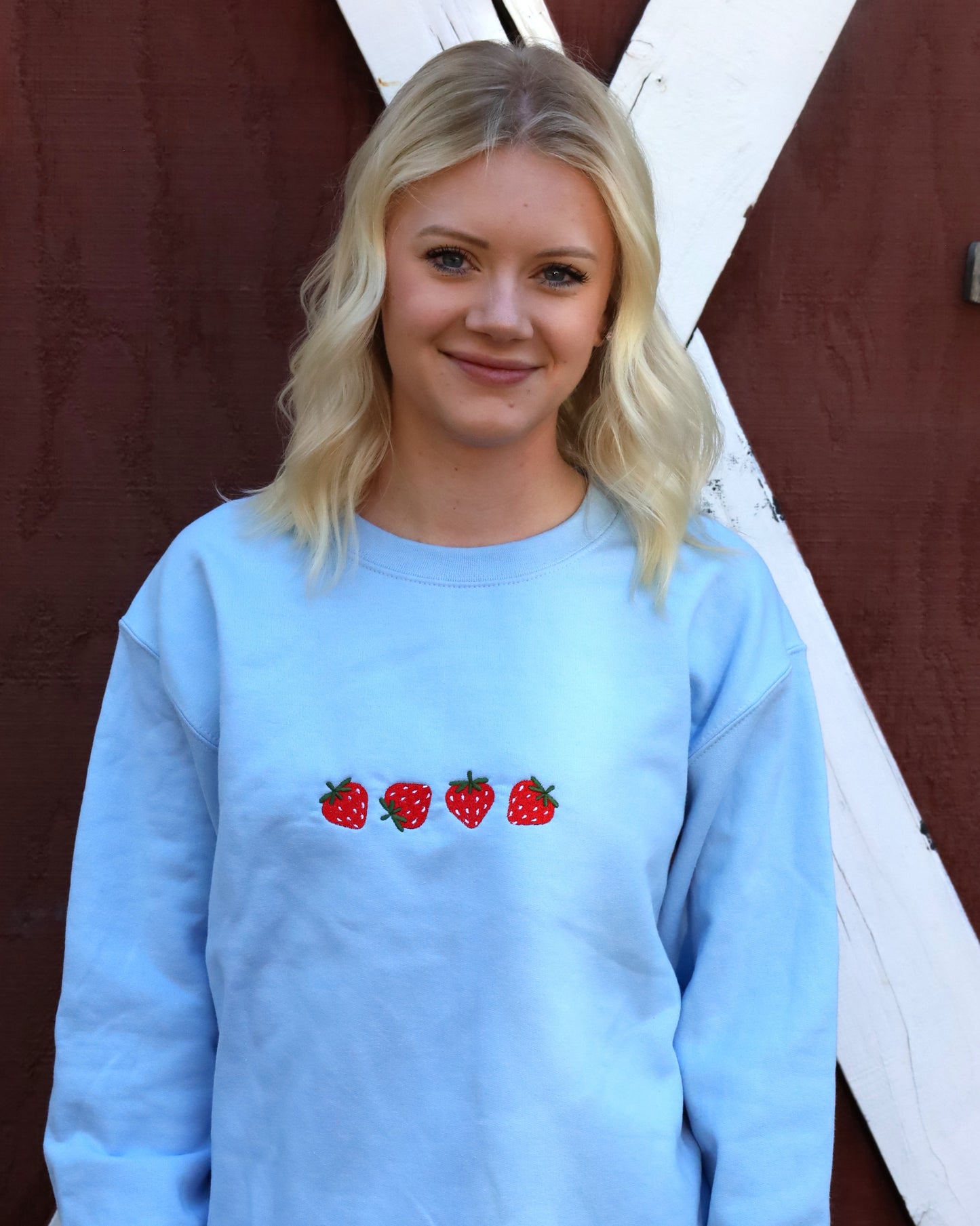 Strawberry Embroidered Crewneck Sweatshirt
