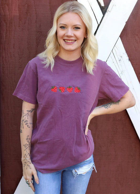 Strawberry Embroidered T-shirt
