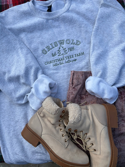 Griswold Christmas Tree Farm Crewneck Embroidered Sweater