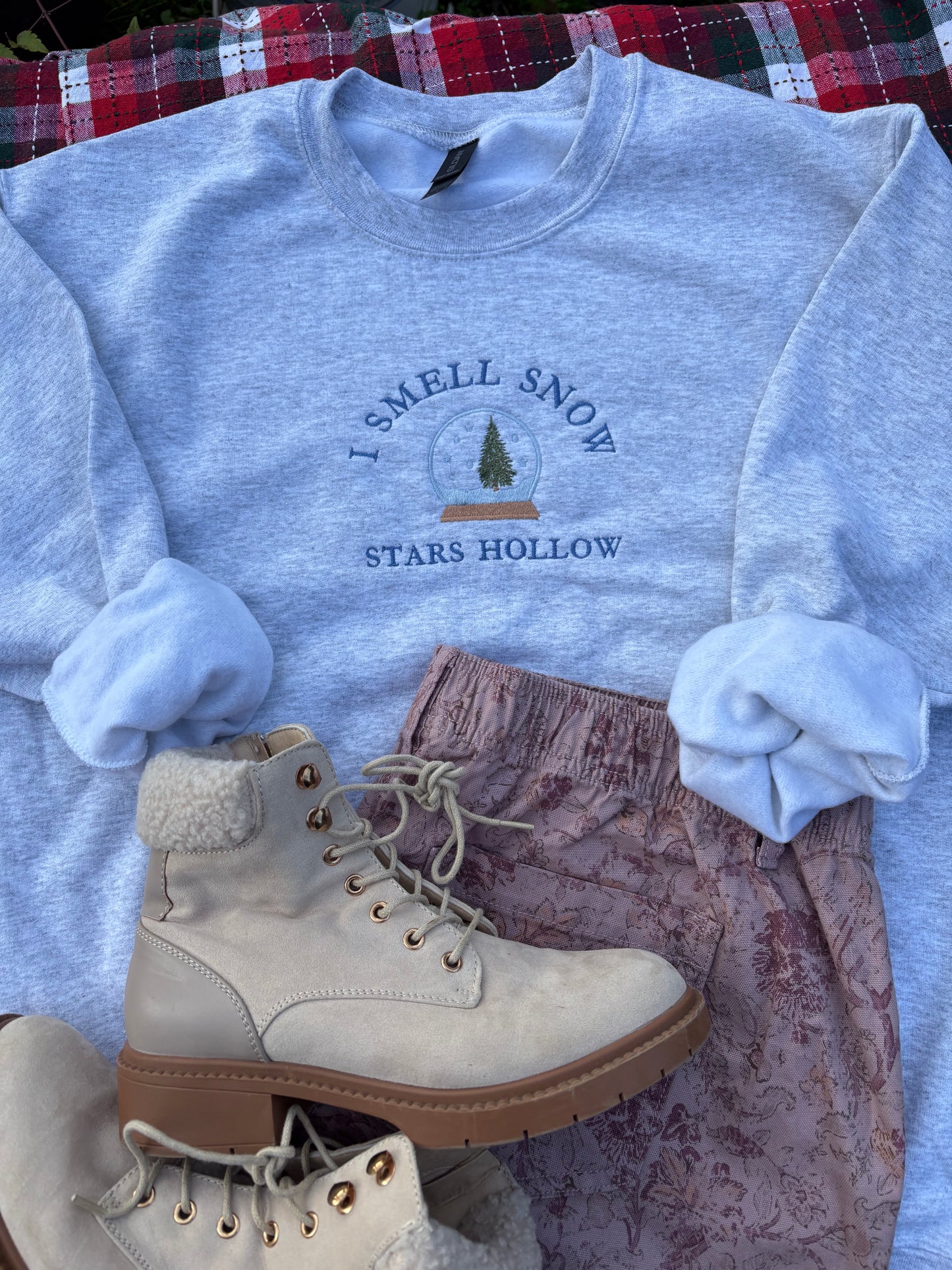 I Smell Snow Embroidered Crewneck Sweater