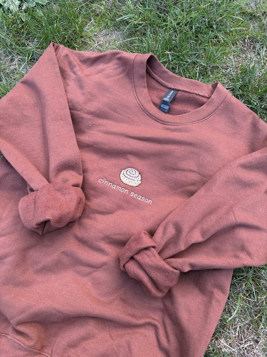 Cinnamon Season Embroidered Crewneck Sweater