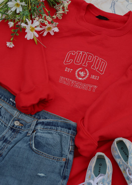 Sweat-shirt ras du cou brodé Cupid University