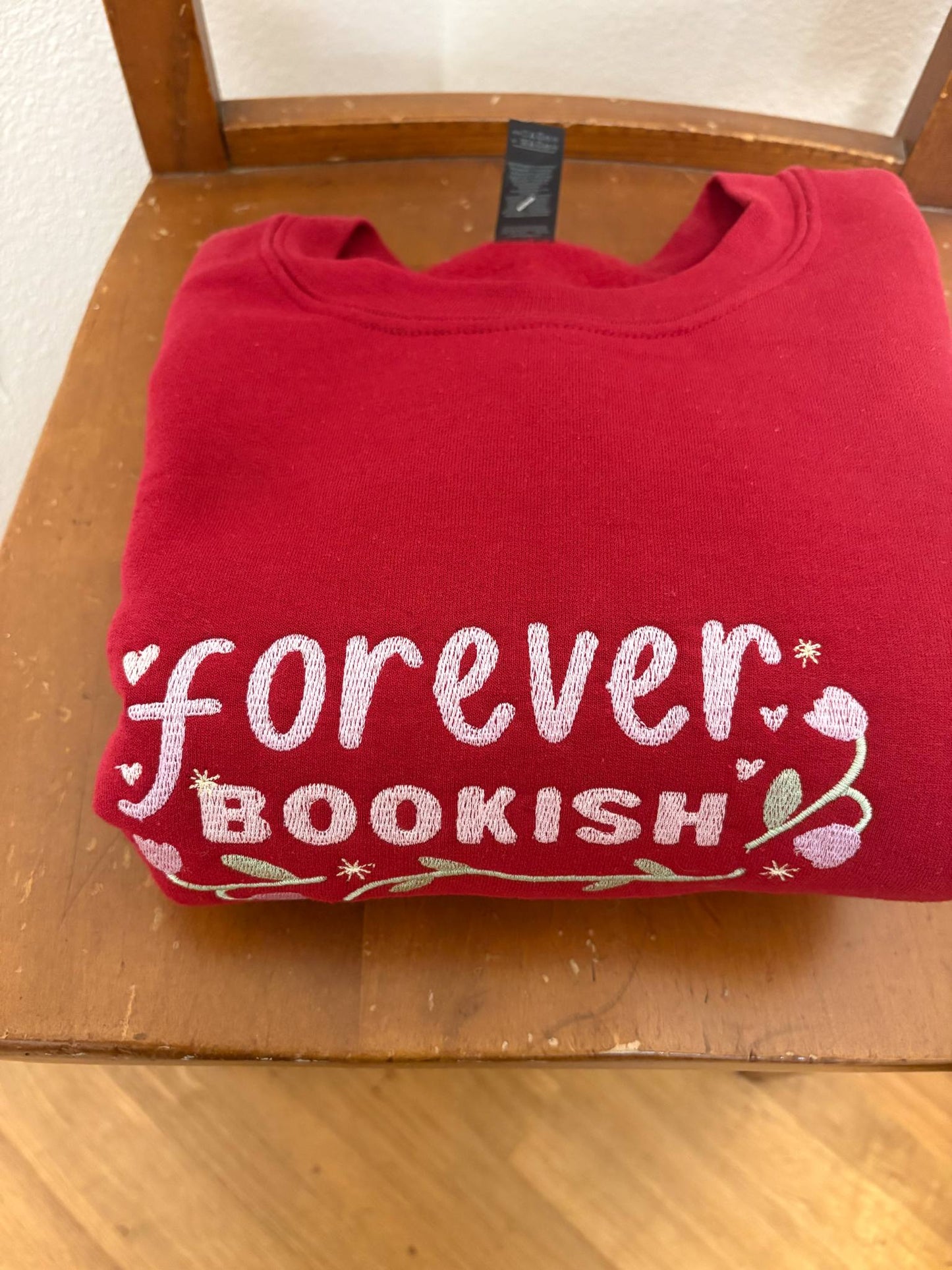 Forever Bookish Embroidered Crewneck Sweatshirt