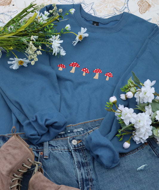 Mushroom Embroidered Crewneck Sweatshirt