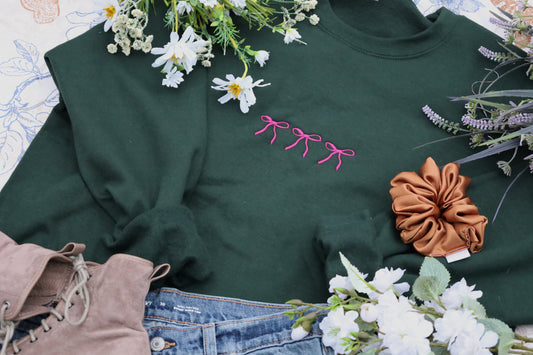 Bows Embroidered Crewneck Sweatshirt