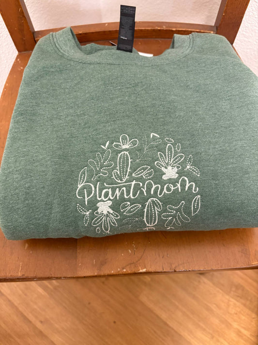 Plant Mom Embroidered Crewneck Sweatshirt