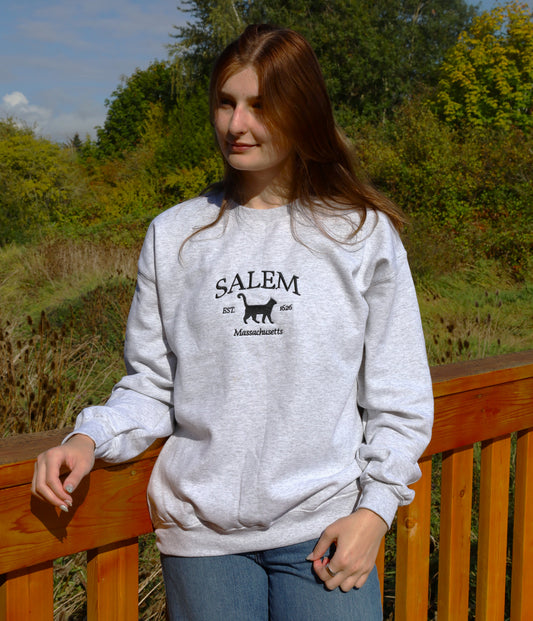 Salem Massachusetts Embroidered Crewneck Sweatshirt